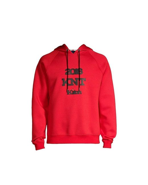 knt kiton Red Hooded Sweatshirt for men