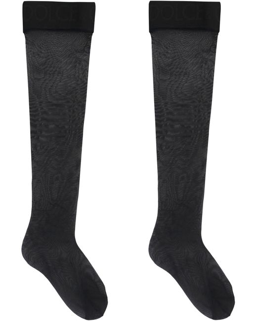 Dolce & Gabbana Black Hold-Up Stockings With Branded Elastic