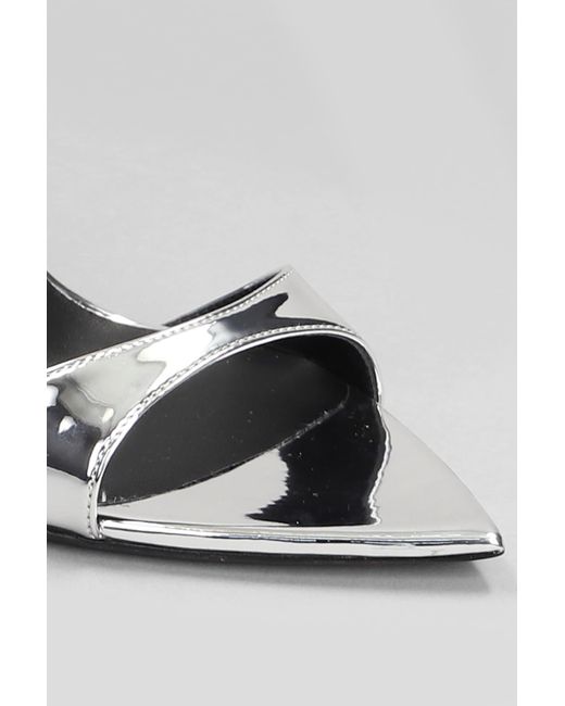 Giuseppe Zanotti Metallic Intrigo Strap Sandals In Silver Patent Leather