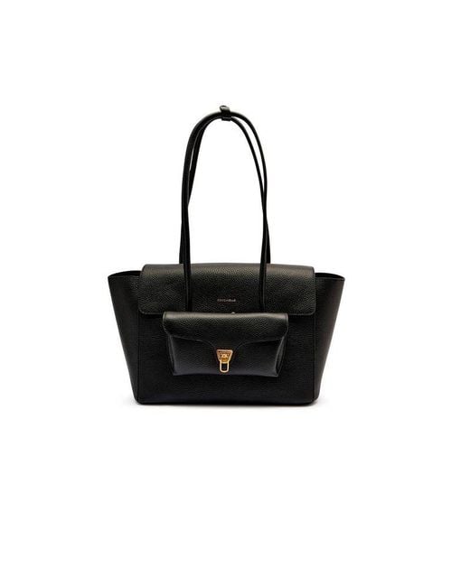 Coccinelle Black Shopper Bag Cowhide Shopper-Bags