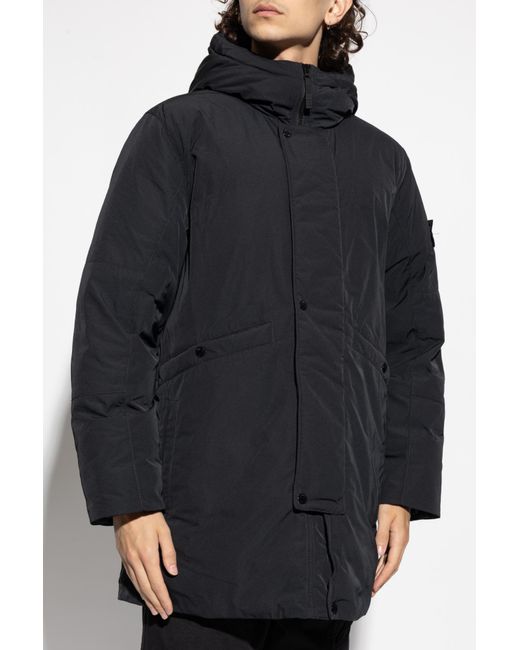 Stone Island Black Down Jacket Micro Twill for men