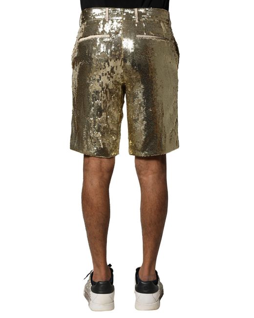 Dolce & Gabbana Green Sequin Shorts for men
