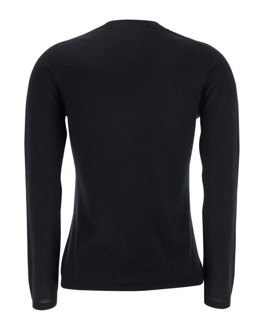 Max Mara Black Cashmere V-Neck Sweater For Tops