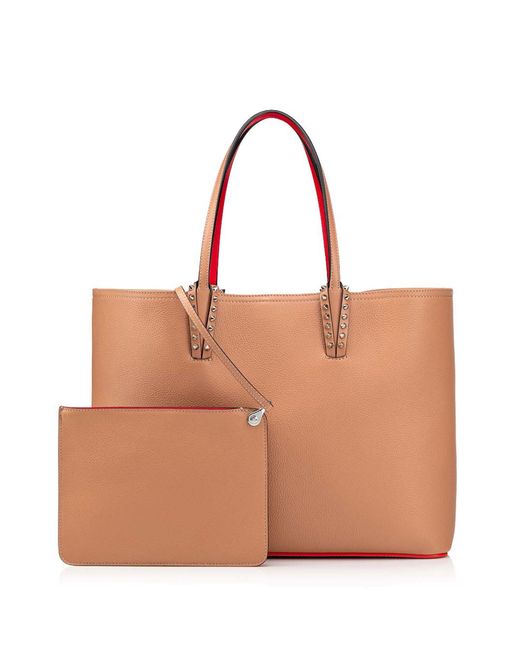 Christian Louboutin Cabata Bag In Leather With Spikes in Brown Lyst