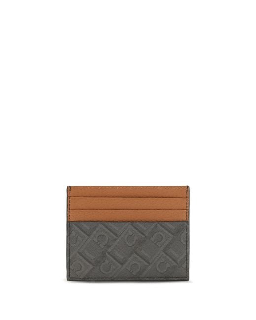 Ferragamo White Monogram Leather Cardholder Calf Bos Taurus Wallet for men