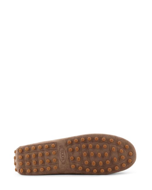 Tod's Brown Suede Loafers With Gomminos Detail