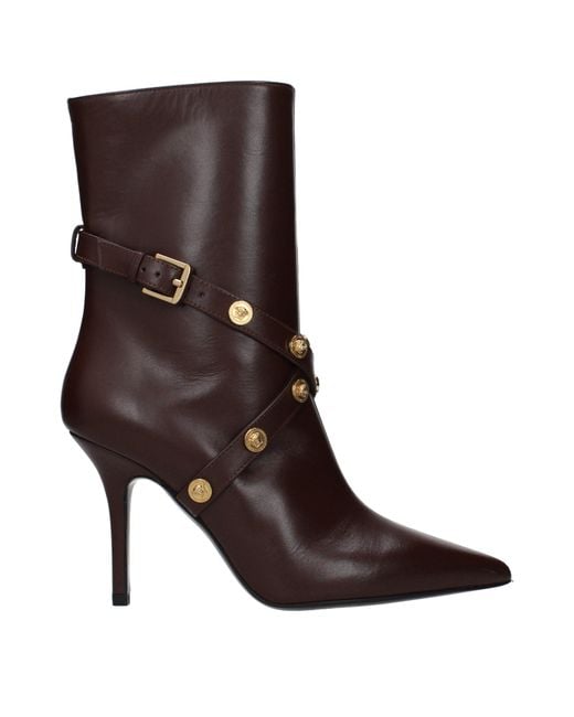 Versace Brown Leather Ankle Boots