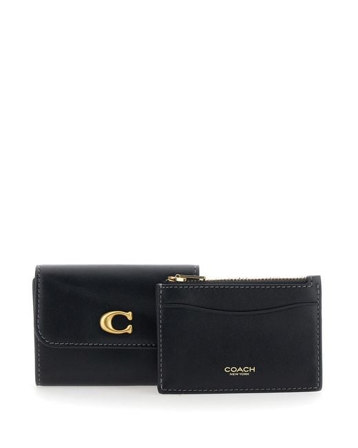 COACH Black Card Holder Essential Leather Cow Accessory