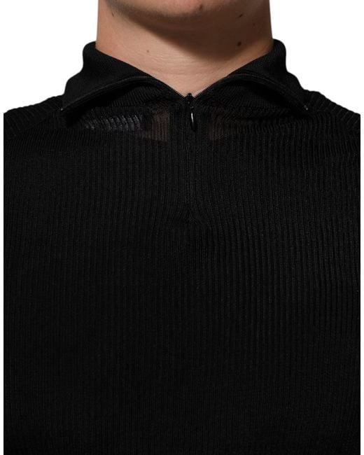 Dolce & Gabbana Black Viscose Turtle Neck Pullover Sweater Nylon Clothing for men