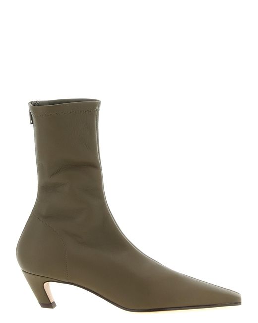 Khaite Green Leather Ankle Boots