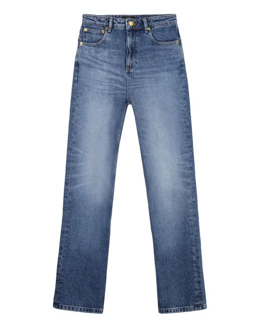A.P.C. Blue Kylie Straight Leg Jeans Cotton Straight-Leg