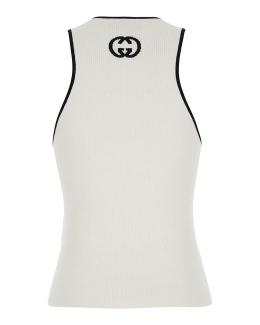 Gucci Gray Sleeveless Top Viscose Blend Tops