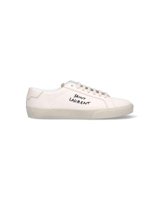 Saint Laurent White Court Sl/06 Canvas Sneakers