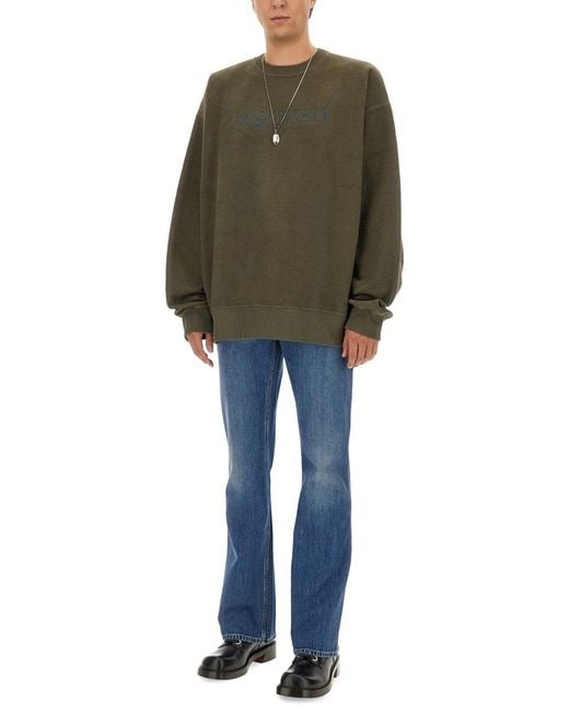 McQueen Green Sweatshirt With Logo T Cotton Sweatshirts for men