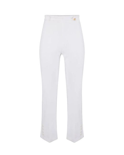 Elisabetta Franchi White Trousers Doppio Crepe Polyester