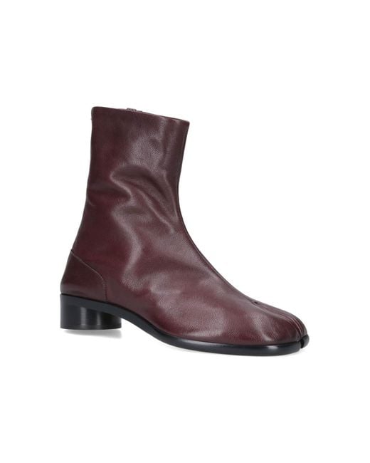Maison Margiela Purple Ankle-High Split-Toe Leather Boots for men