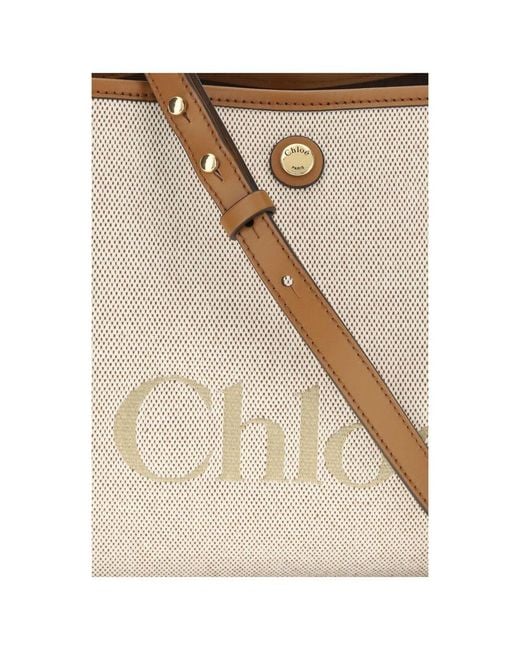 Chloé Metallic Beige Fabric Handbag