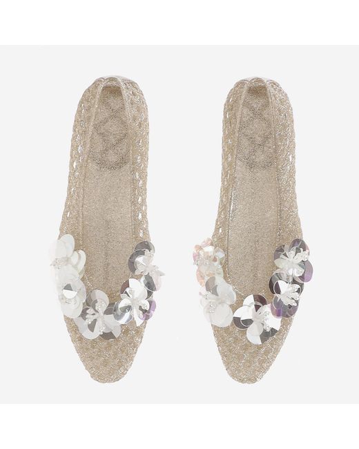 HEAVENLY JELLY Gray Transparent Ballerina Flats With Decoration Polyvinyl Chloride