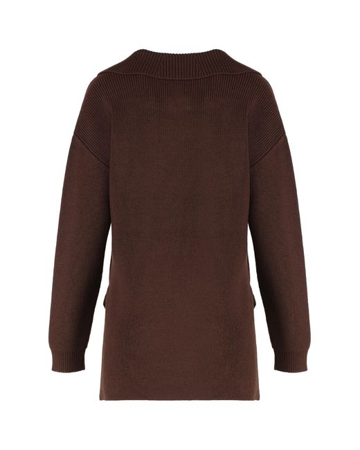 Elisabetta Franchi Brown Sweater Mixed Wool With Jewel Strap