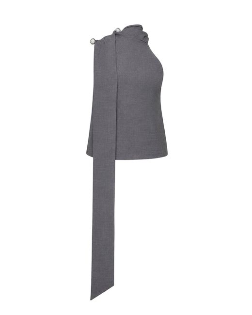 GIUSEPPE DI MORABITO Gray One-Shoulder Virgin Wool Top Tops