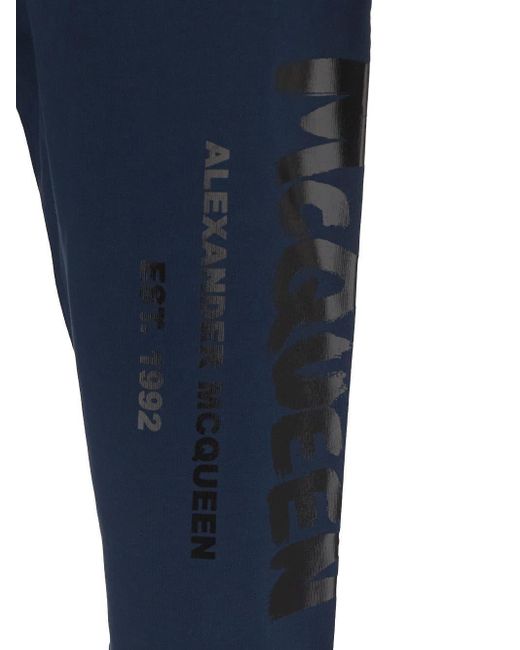 Alexander McQueen Blue Brush Logo Sweatpants for men