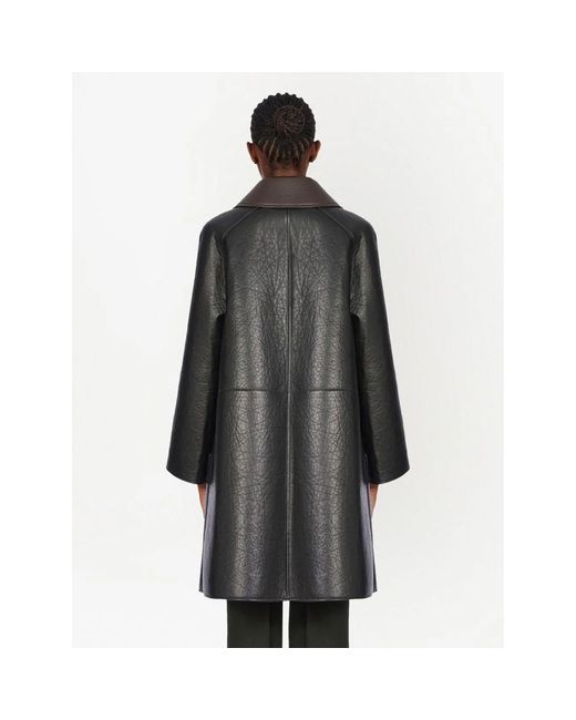 Ferragamo Black Leather-Coat