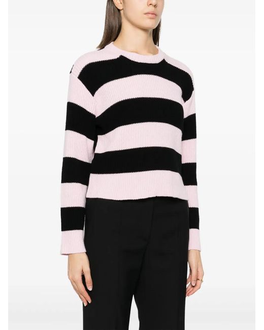 Valentino Black Striped Virgin Wool Jumper Clothing