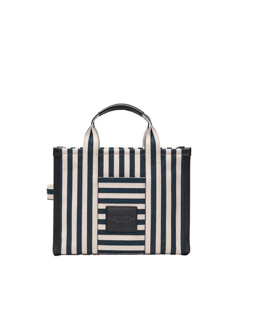 Marc Jacobs Black Tote Bag Stripe Canvas Cotton Handbags
