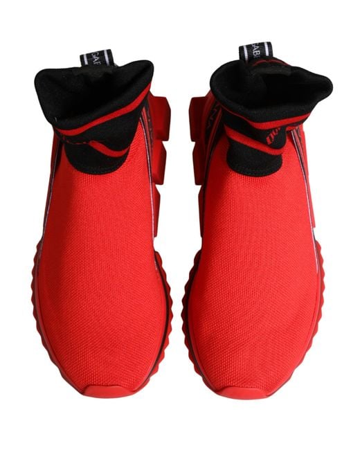 Dolce & Gabbana Red Black Sorrento Socks Sneakers Shoes