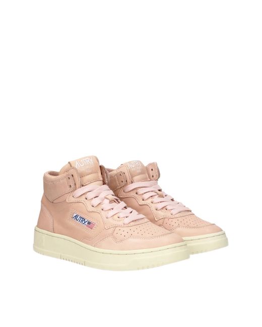 Autry Pink Medalist 01 Mid Sneakers