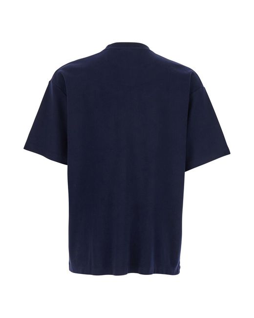 Drole de Monsieur Blue T-Shirt Le Slogan Classique Crew Neck With Print Detail On The Front for men