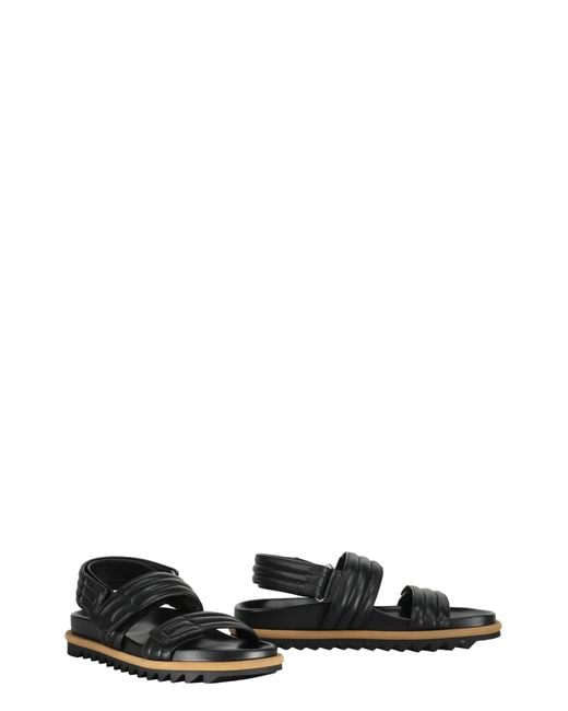 Dries Van Noten Black Leather And Rubber Slides for men