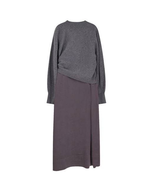 Boss Gray Flalina Dress With Virgin Wool And Cashmere Sweater