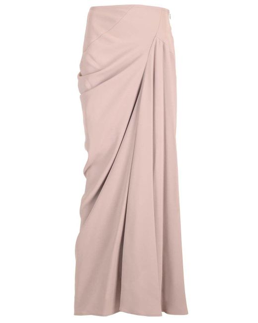 Dries Van Noten Pink Long Draped Skirt