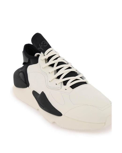 Y-3 White Kaiwa Leather And Fabric Low-Top Sneakers for men