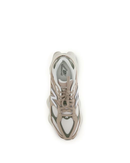 New Balance White Sneakers 9060-Dark Olivine/Dark Upper: Polyamide Trainers