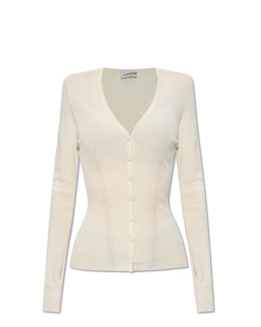 Lanvin White Cardigan With Long Sleeves