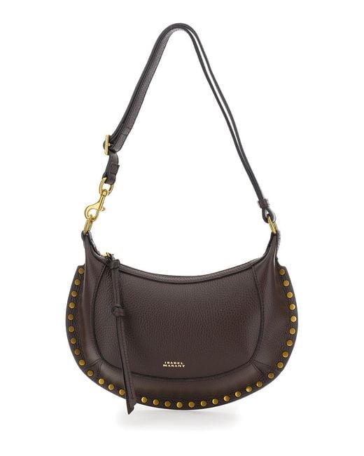 Isabel Marant Brown Crossbody Bag Oskan Moon-Gz Leather And Technical Fabric Shoulder