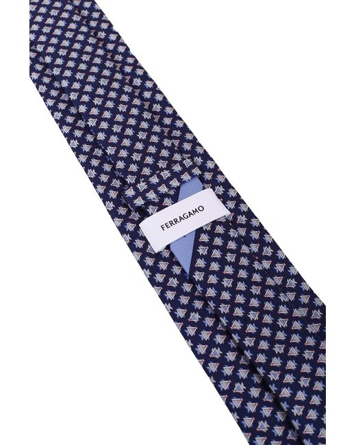 Ferragamo Blue Salvatore Sarago Print Silk Tie for men