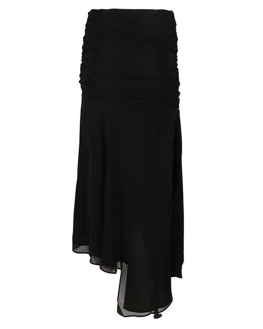 The Andamane Leticia Asymmetric Drapped Midi Skirt in Black | Lyst