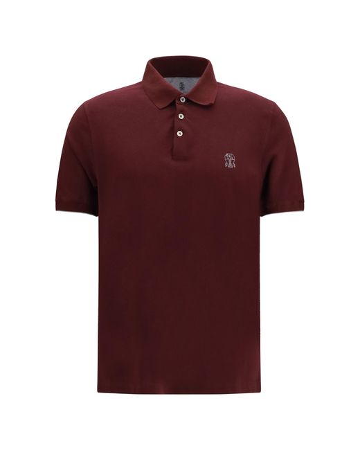 Brunello Cucinelli Red Cotton Polo Shirts for men