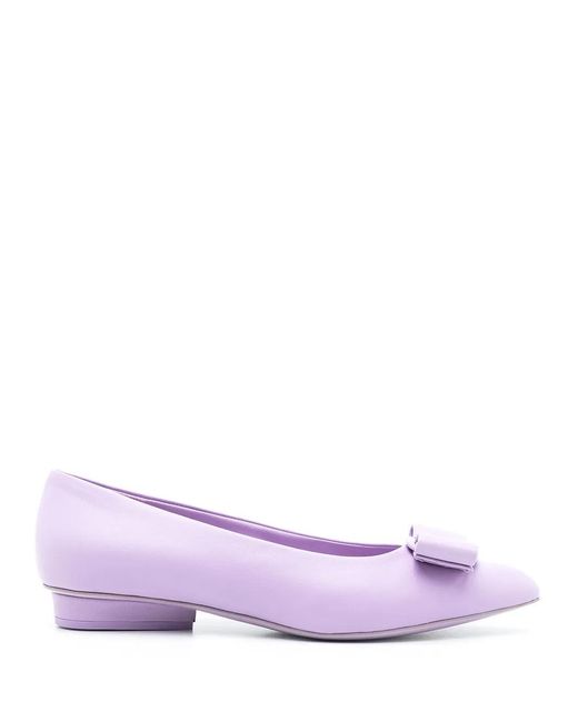 Ferragamo Purple Ferragamo Bow Detail Ballerina Shoes