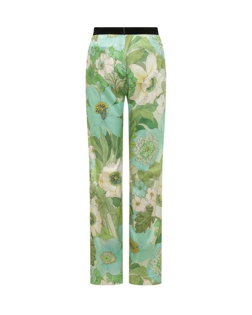 Tom Ford Green Pants With Floral Decoration