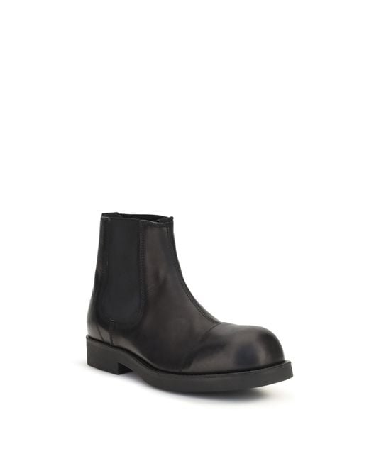 MM6 by Maison Margiela Black Chelsea Biker Boots Calf Leather Bos Taurus for men