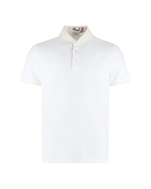 Etro White Short Sleeve Cotton Polo Shirt for men