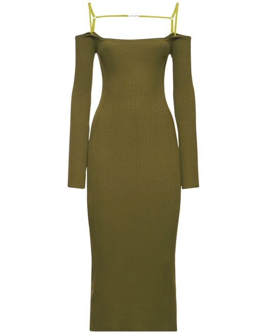 Jacquemus Women's Green Elegant And Versatile Midi Dress