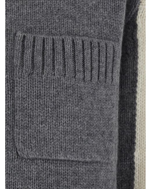 Semicouture Gray Winnie Two-Tone Cashmere Blend Sweater Wool Tops