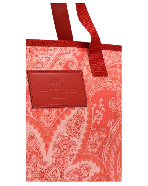 Etro Red Globtter Shopping Bag
