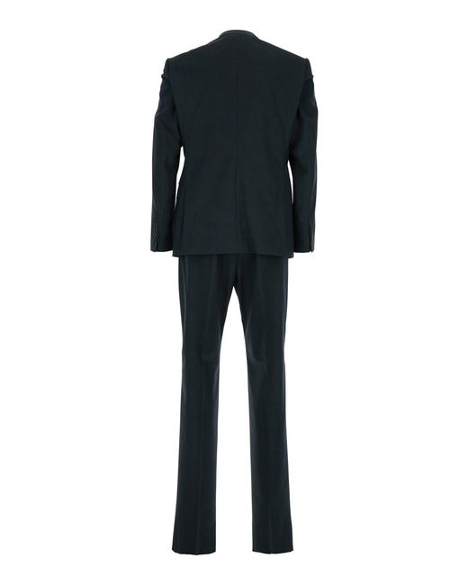 Emporio Armani Black Single-Breasted Wool Blend Suit for men