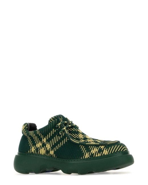 Burberry Green Ekd Check-Printed Lace-Up Derby Shoes for men